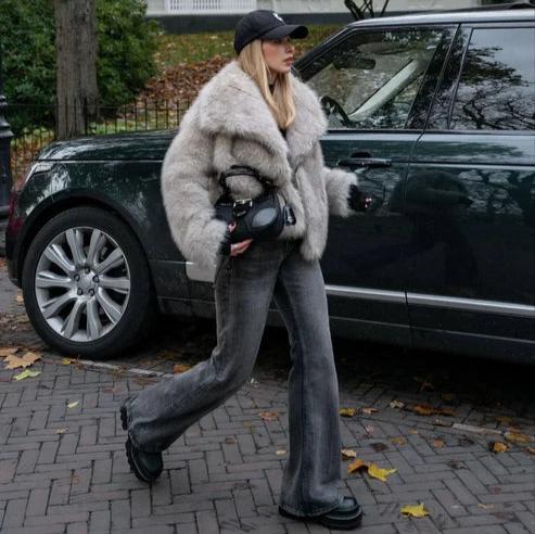 Jachetă elegantă din blană falsă pentru căldură maximă