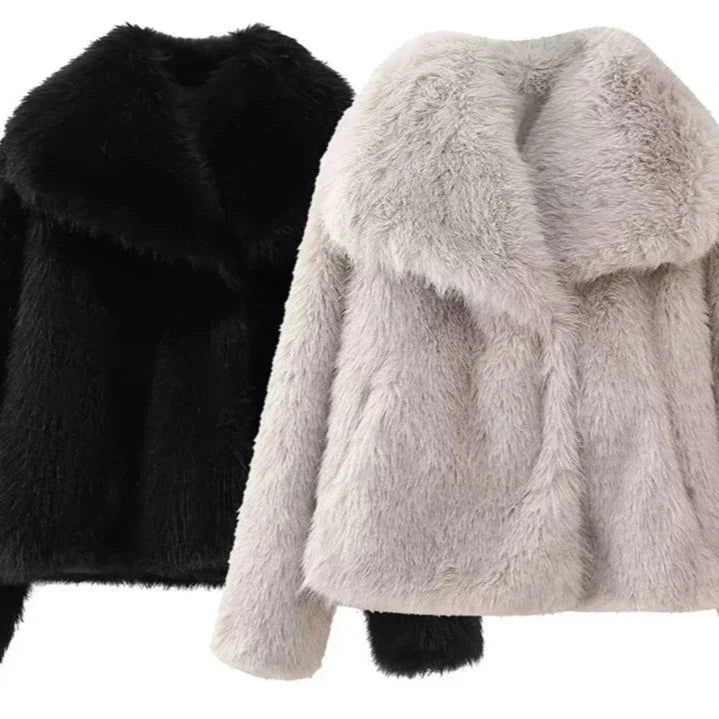 Jachetă elegantă din blană falsă pentru căldură maximă