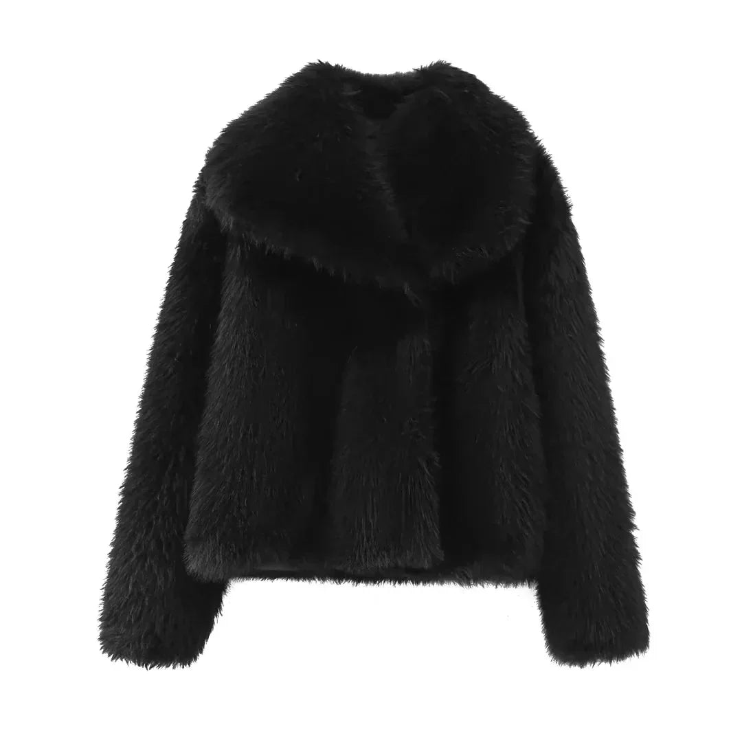 Jachetă elegantă din blană falsă pentru căldură maximă